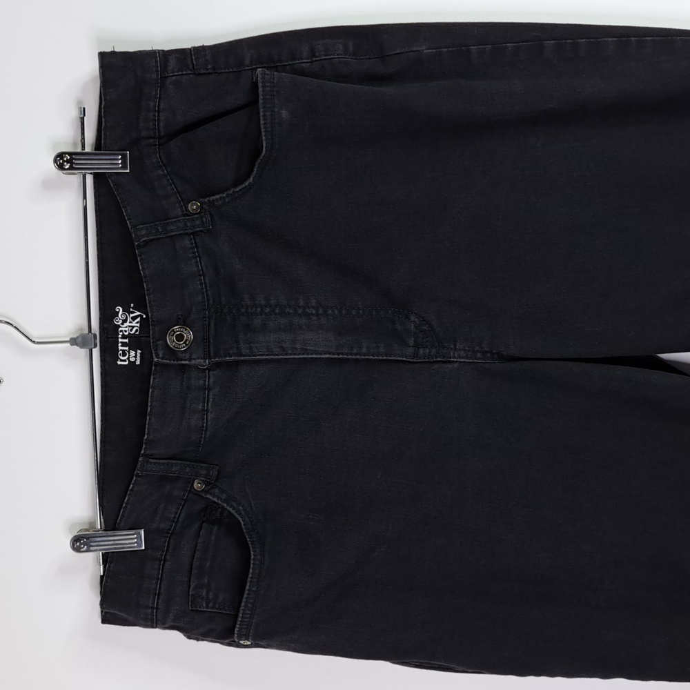 Terra & Sky Skinny Faded Black Jeans Size 16W - Picture 3 of 14